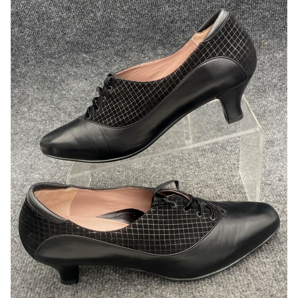 BeautiFeel Joan 7083 Black Leather Suede Net Pumps Women's Size 41 M Oxford Heel - Picture 10 of 14
